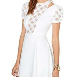 NWT Nasty Gal Cold Shoulder White CutOut Mini Skater Dress